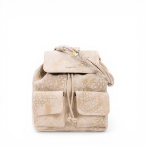 Desigual mochila beige con detalles bordados